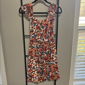 SHEIN Floral Ruffle Strap Mini Dress - Red and White